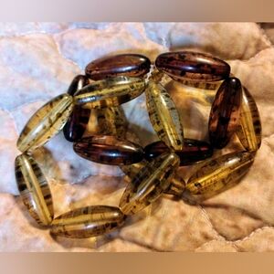 Set of 3 New Faux Amber Stretch Bracelets